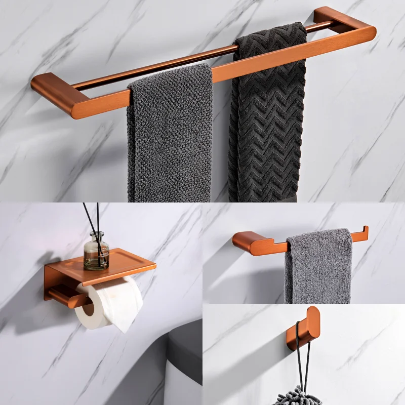 Brushed Rose Gold Bath Hardware Set Towel Rack Toilet Paper Holder Towel Bar Stainless Steel Bathroom Accessories