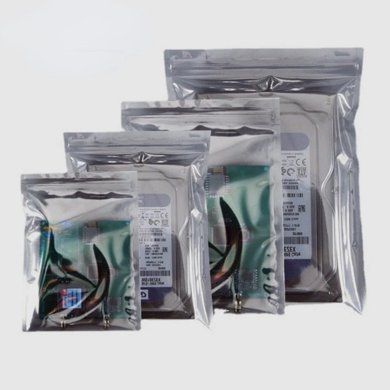 100pcs Anti-Static Shielding Zip Lock Packaging Bags Resealable ESD Instrument Chip Electronic Accessories Battery USB Pouches