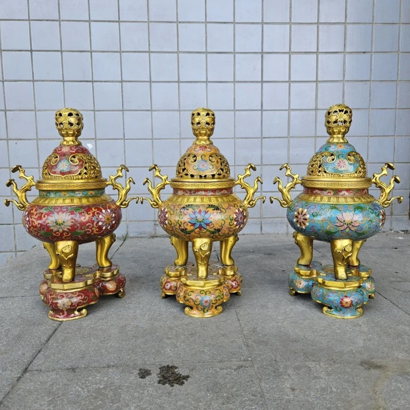 

Brass Cloisonne Smoke Burner Ornament Home Products Living Room Ornament Incense Burner