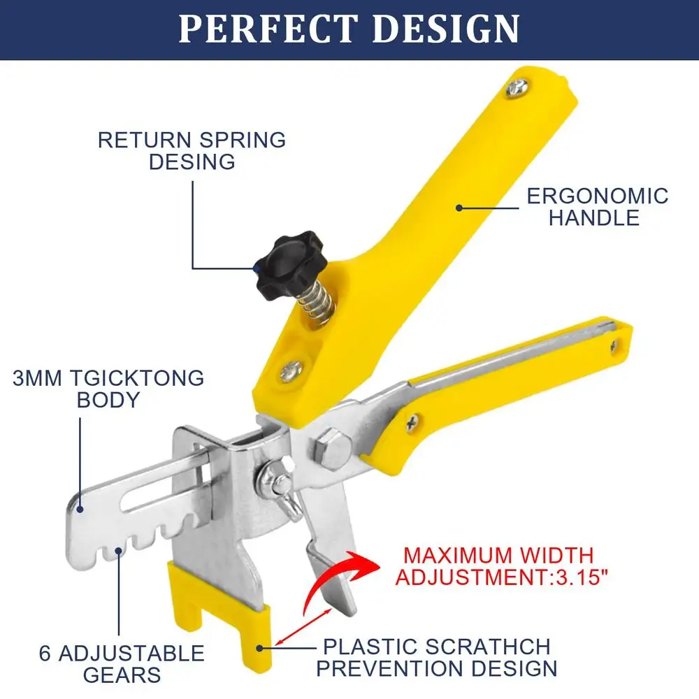 Tile Leveling System Set with Plier Rubber Mallet 1000 Spacers Clips & 200 Reusable Wedges Ideal DIY & Professional Tile