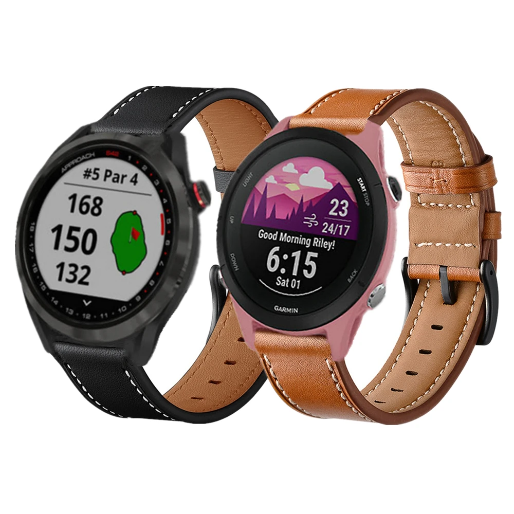 Cinturino in pelle per Garmin Forerunner 165 255 265 Cinturino di ricambio musicale per Garmin Venu Sq 2 Approach S40 S42 Accessori