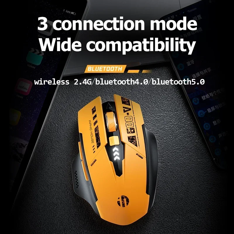 INPHIC A9 Wireless Bluetooth Silent Mouse Three-mode Five-level DPI Adjustable Ergonomic for Tablet laptop desktop computer