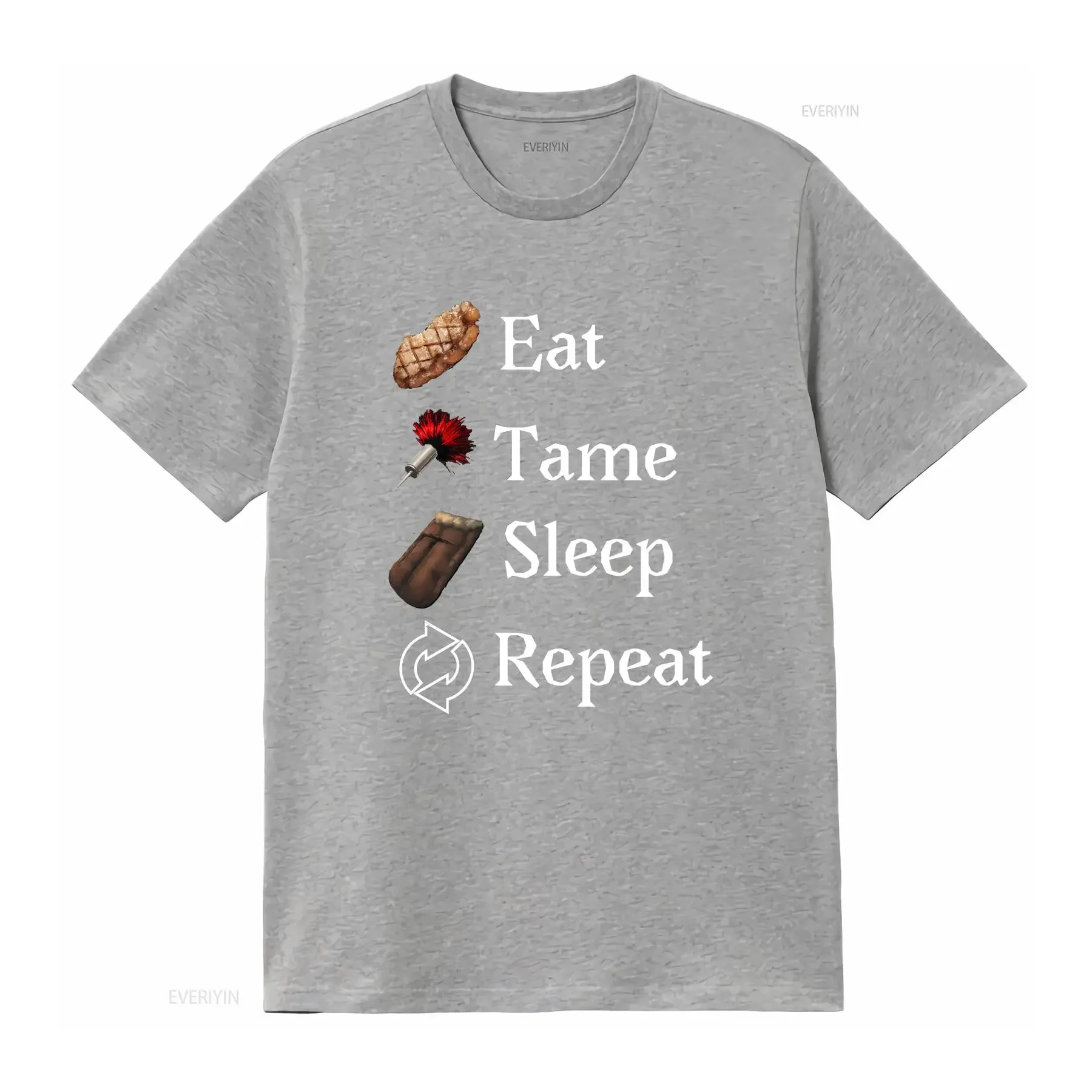 تي شيرت Ark Survival Evolved Ascended Eat Tame Sleep Repeat تي شيرت Rex Dino مغسول ريترو 2000s Nature Dad s عتيق مغسول #4