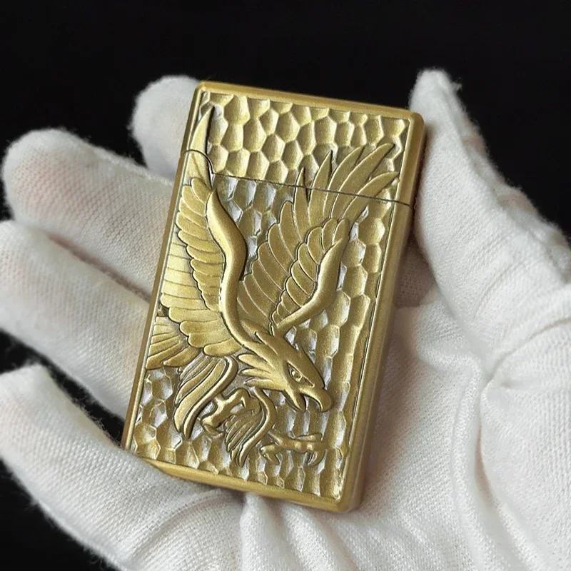 Vintage Collection Engraved Wolf Metal Lighter Butane Cigarette Accessories Windproof Refillable Gas Jet Lighter Gadget Men Gift