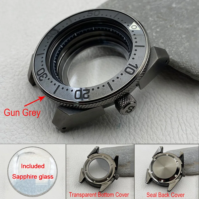 Gun Grey Mod King Samurai Case for 28.5mm Dial Fit NH35 NH36 7S 4R Movement Men 20ATM Waterproof Diving Replace Watch Cases