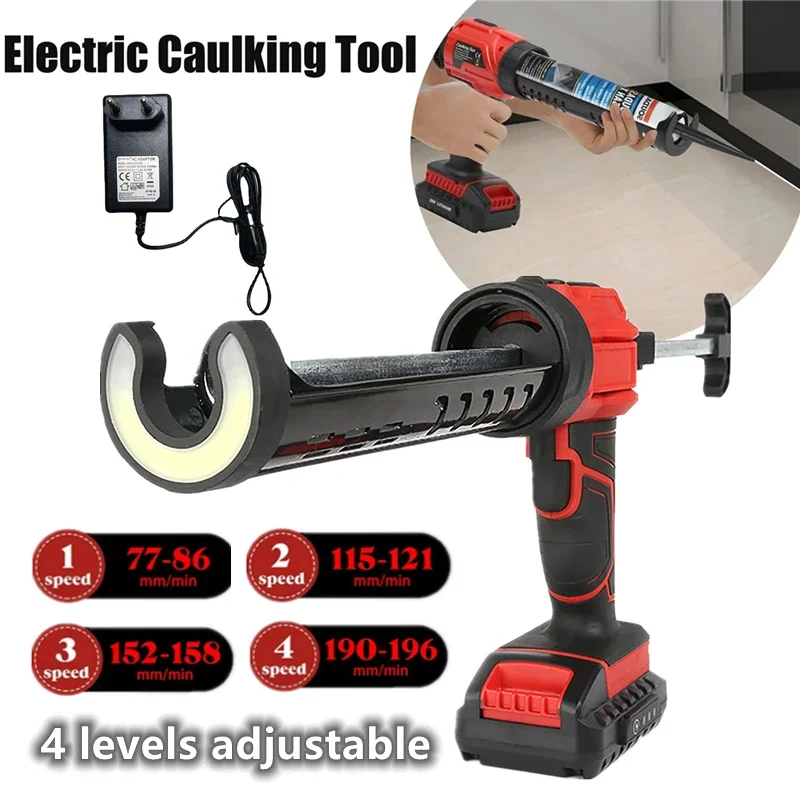 

18V Electric Caulking Gun Battery Powered Seam Filling Gun Single Tube Glass Glue Beauty Sewing Machine for Windows and Doors