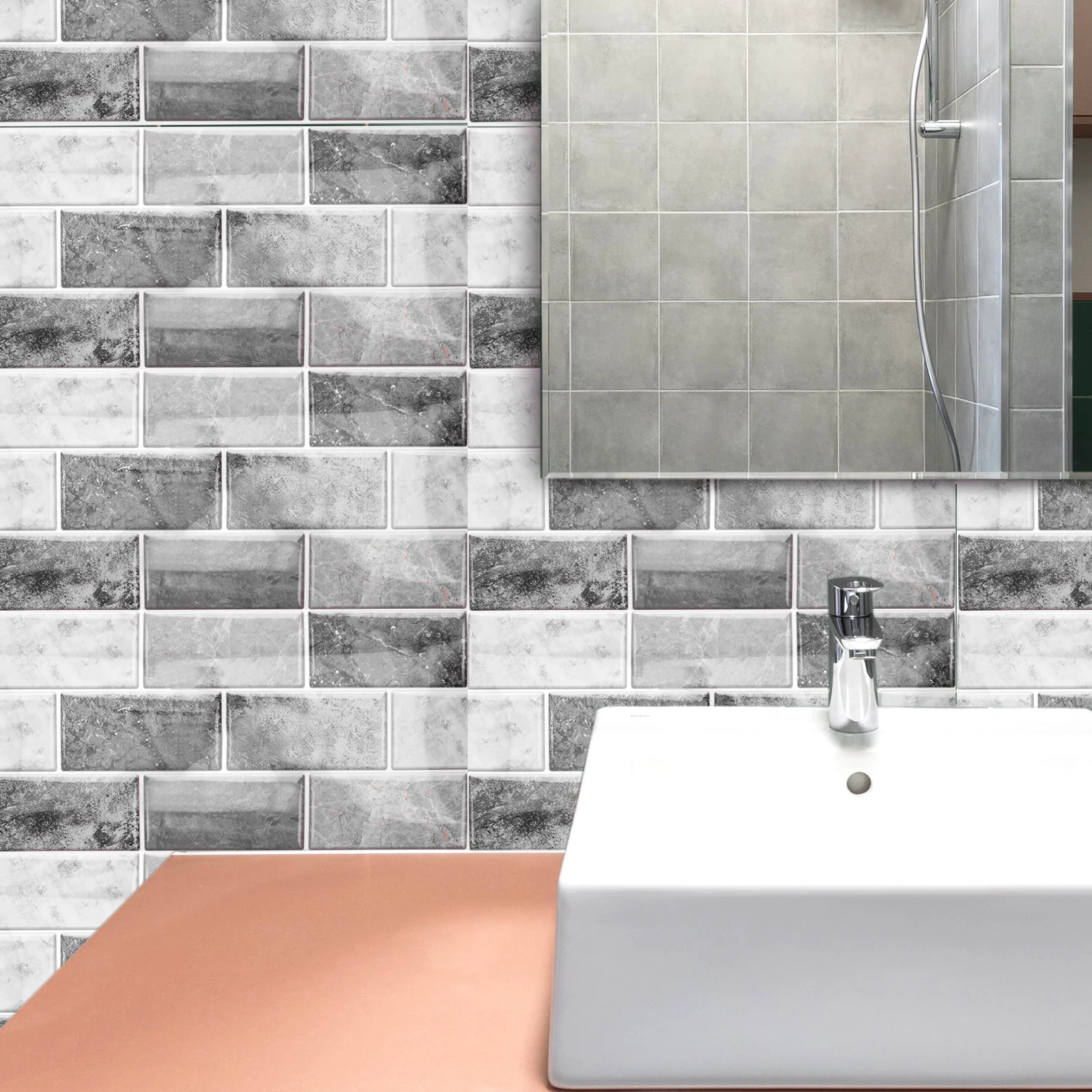

6 Sheets Self Adhesive Peel and Stick Tile Stickers Waterproof Durable PVC for Kitchen Bathroom Wall Backsplash Decor