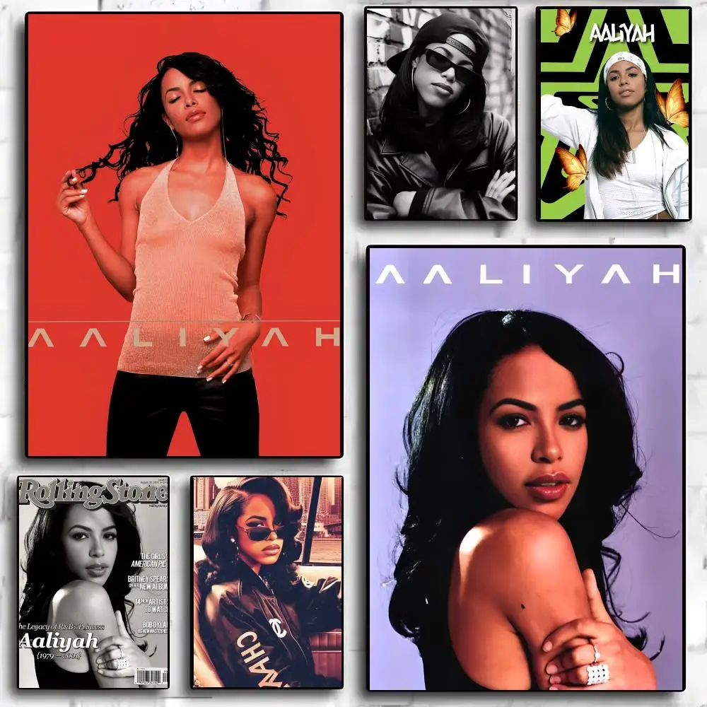 Singer A-Aaliyah Painting Calligraphy Anti Wrinkle Canvas Poster Wall Art Home Decor for Living Room