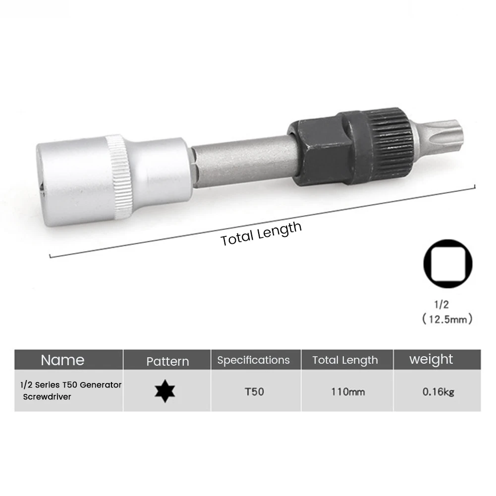 Wiertło nasadowe koła pasowego alternatora T50 z 33-zębowym narzędziem Klucz nasadowy do usuwania śrub koła pasowego alternatora