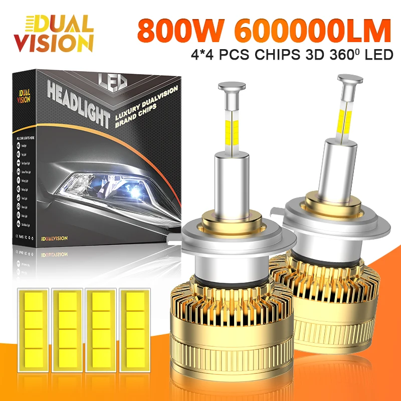

360 3D H4 H7 H11 Светодиодные лампы для фар CANBUS H1 H8 H9 HB3 HB4 9005 9006 9012 HIR2 Противотуманные фары 600000LM 800W Bi Led Линза проектора