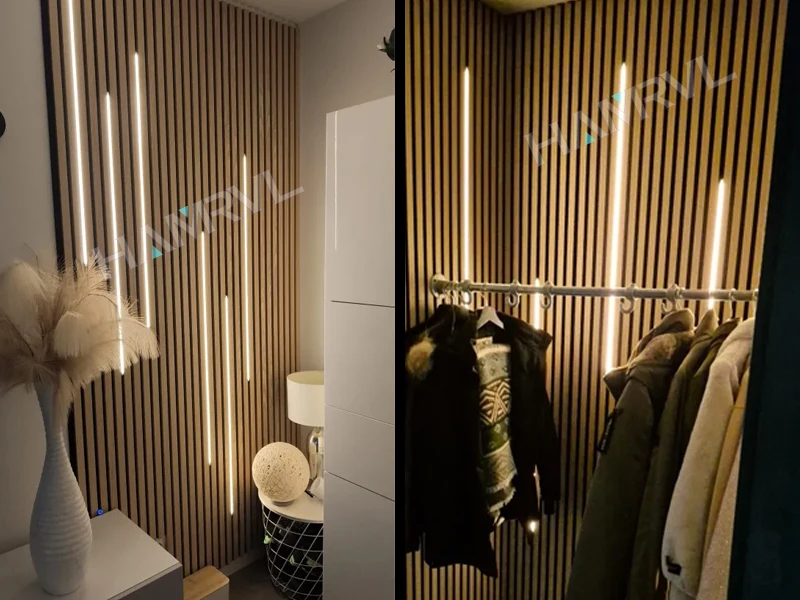 LED-Einbauleuchte, LED-Streifenleuchte für Holzlatten, Wandpaneel in Parallel mit Berührungssensor, selbstklebend für Lattenwanddekoration – Detail 12