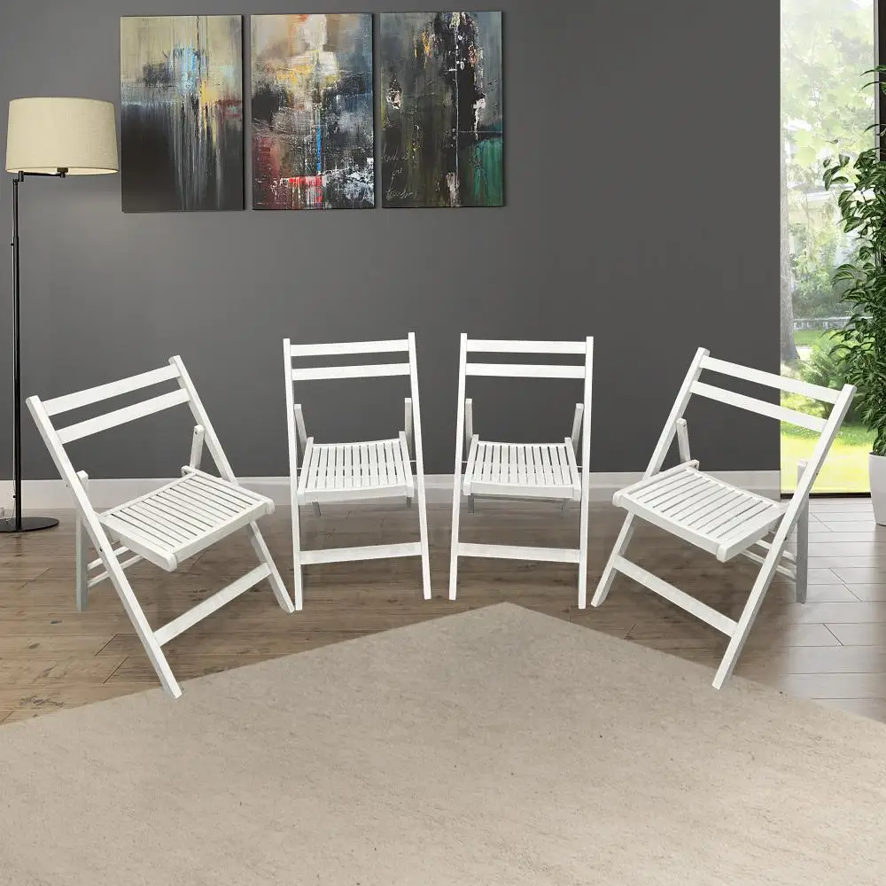 4 Piece Folding Garden Chairs Furniture Set Slatted Wood Folding Special Event Chair Folding Chair Wood Outdoor Seat Chairs