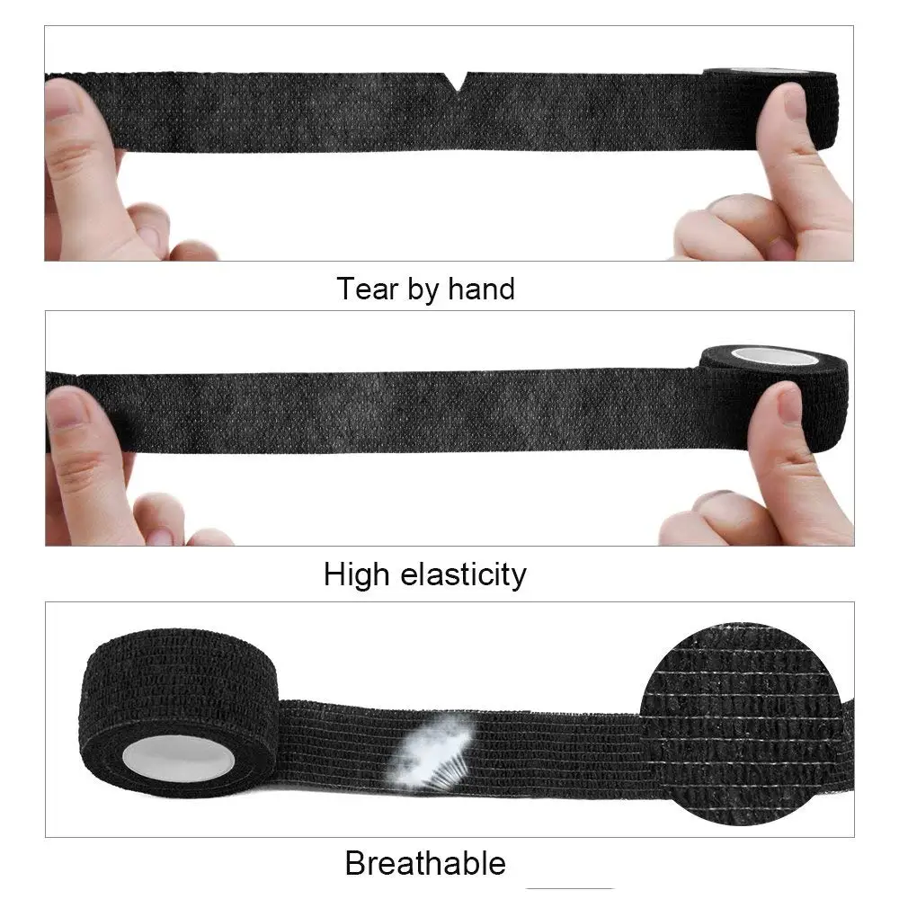 2.5cm*4.5m Tattoo Grip Wrap Black Self-adhesive Elastic Grip Tape Bandage Waterproof Bandage Machine Tape Tube Accessories