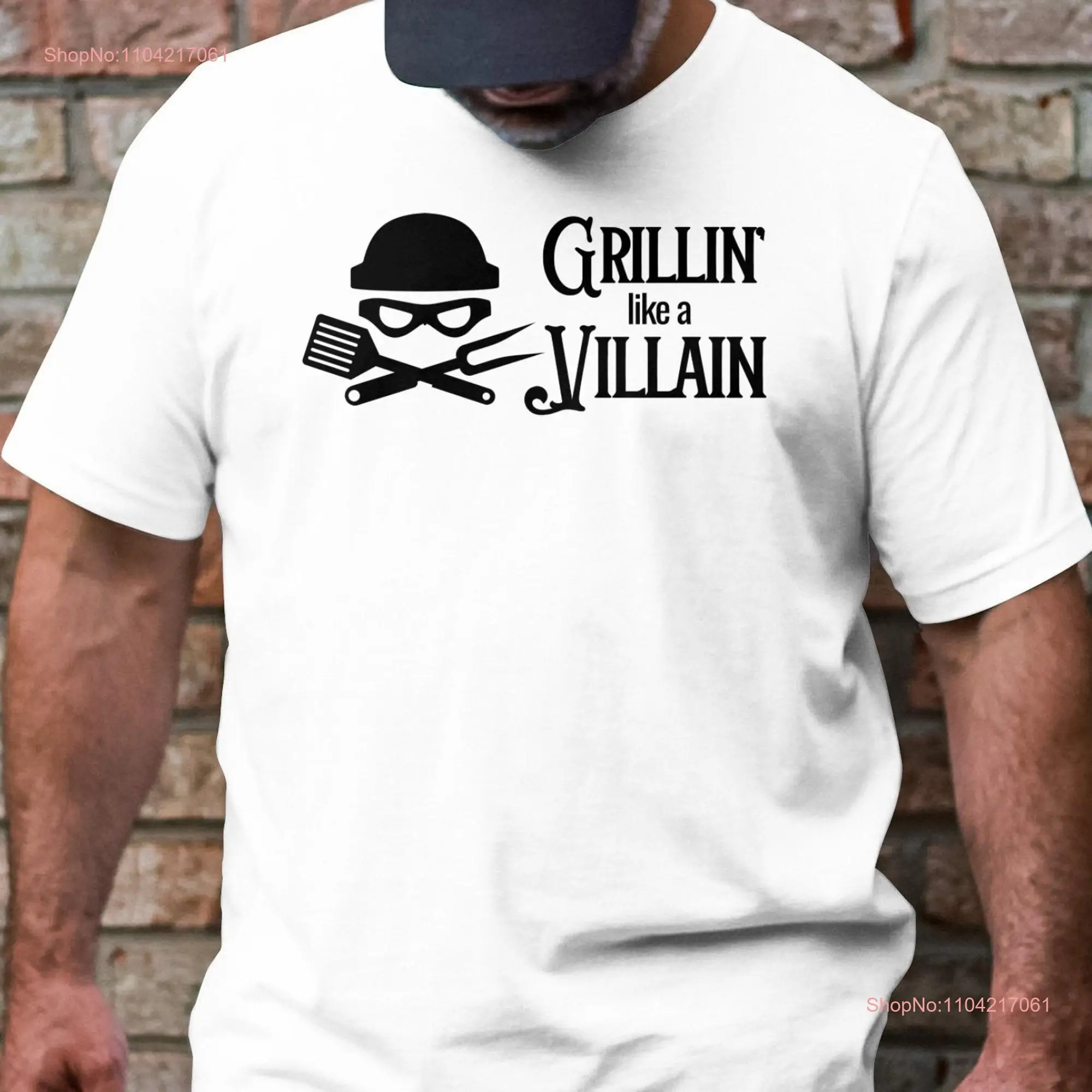 Grillin' like a Villain T Shirt Grillmaster Father's Day Ideas Dad BBQ Grill s Jokes National long or short sleeves