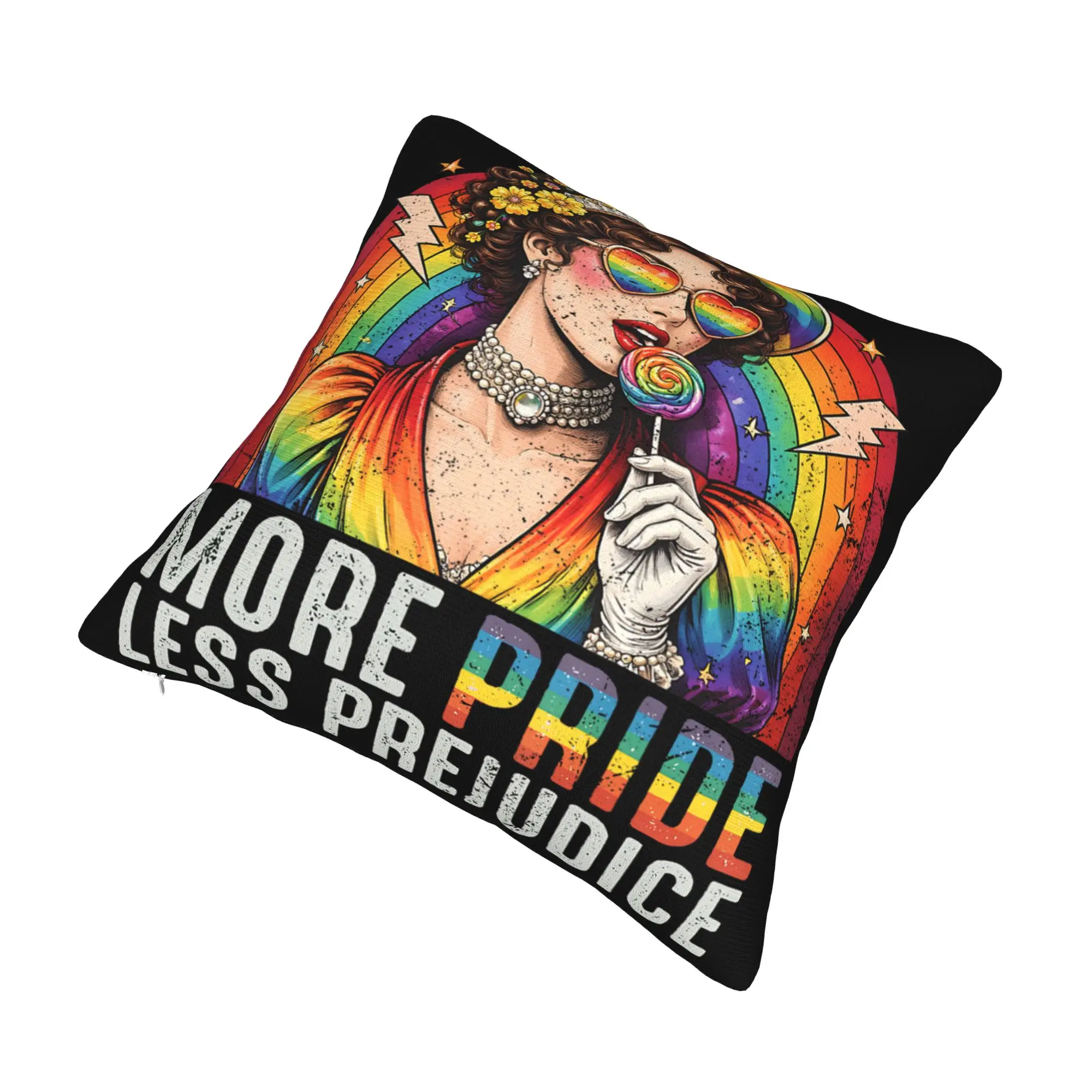 More Pride Less Prejudice  Pillowcase Merch Printed Cushion Cover Decor  Pillow Case Cover Home Multi-Size
