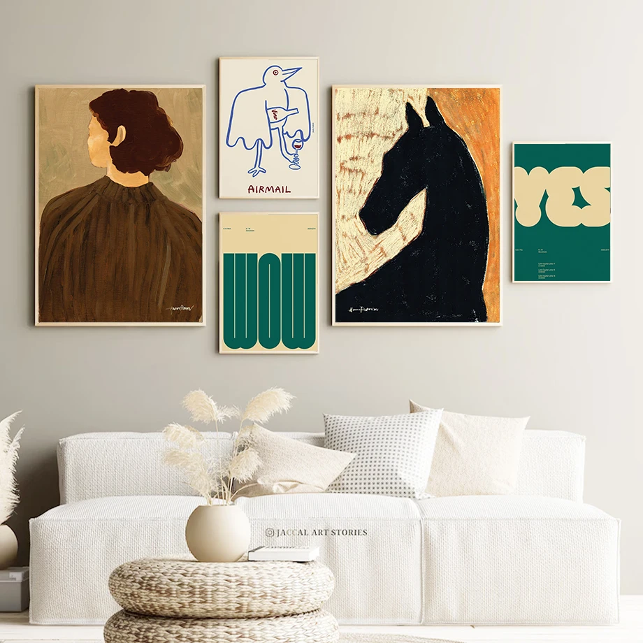 Abstract Gallery Decorative Wall Art Poster Horse Vintage Interior Prints Canvas Decoration Mural Figure Wall Picture Home Decor