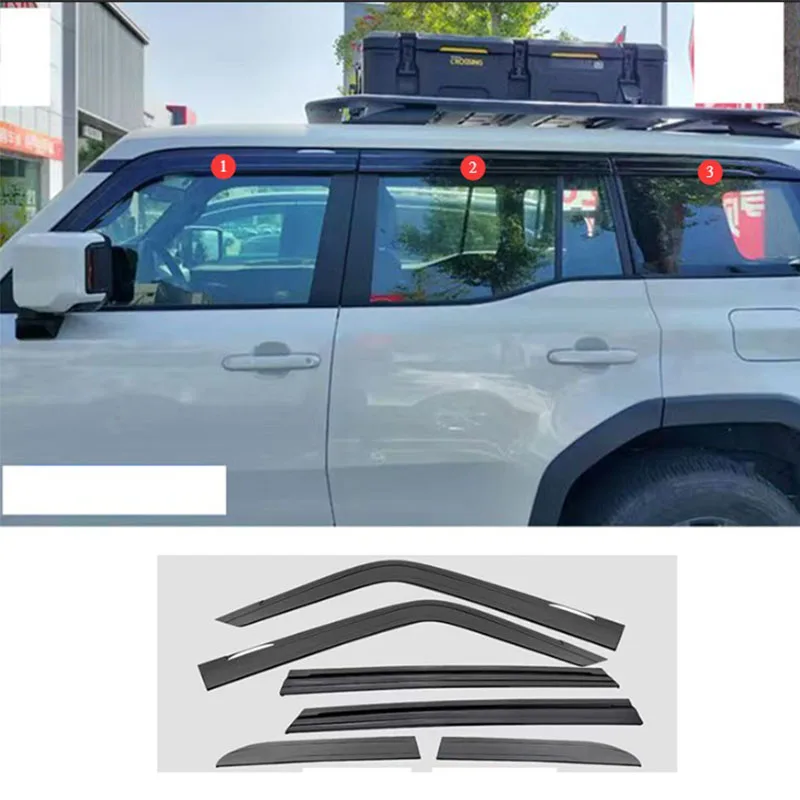 

Автомобильные аксессуары для Toyota Land Cruiser Prado LC250 2024 2025 2026 черный оконный козырек вентиляционные шторы от солнца и дождя 6 шт.