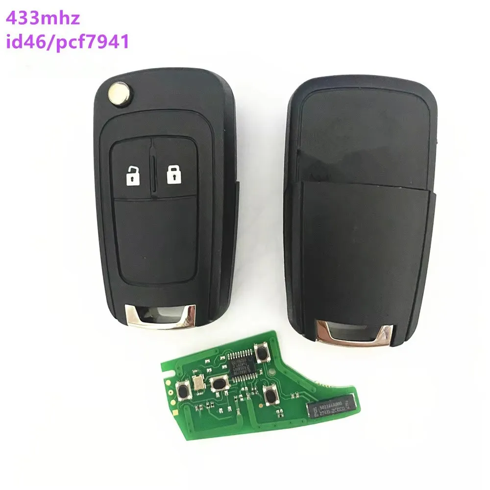 no logo 1/5pcs Flip 2 button Remote Control Key ID46 PCF7941 PCF7937 433MHz For Chevrolet Malibu Cruze Aveo Spark orlando