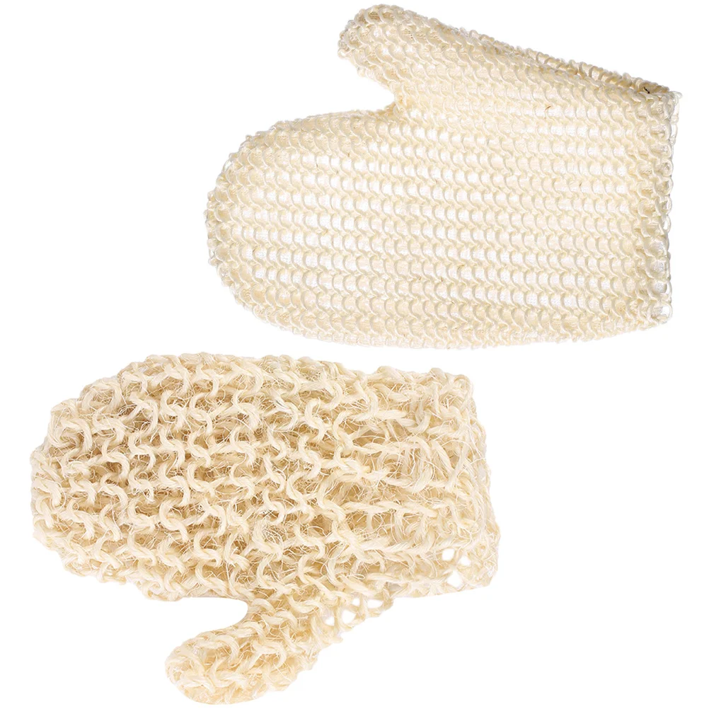 2 Pcs Exfoliating Mitt Sisal Braided Shower Gloves Bath Foaming Mittens Clean Whole