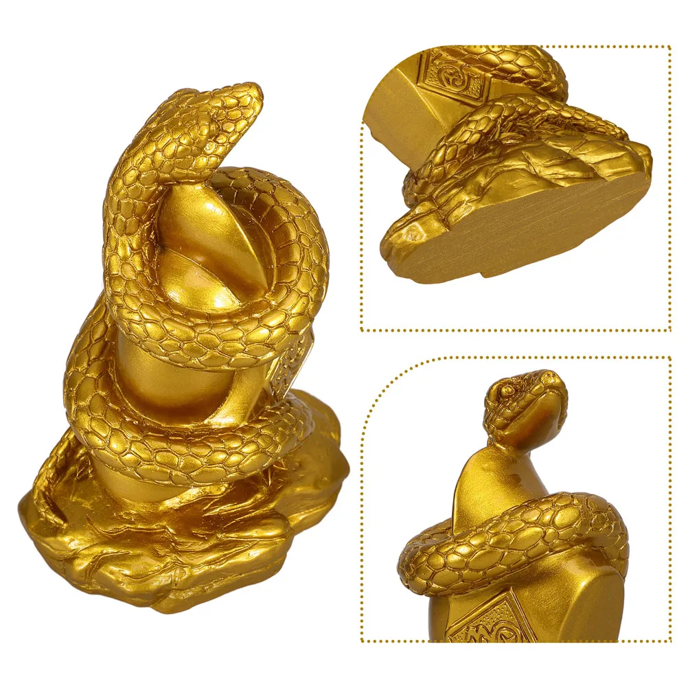 

2 Pcs Zodiac Snake Ornament Ornaments Figurines Resin Chinese Decorations for Home Small Indoor Tabletop Statue