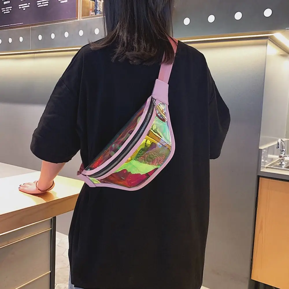 بولي كلوريد الفينيل شفافة الخصر حقيبة الرياضة حزمة مراوح Crossbody حقيبة الهاتف حقيبة الكتف الليزر حزمة مراوح الرجال حقيبة امرأة الخصر Packss