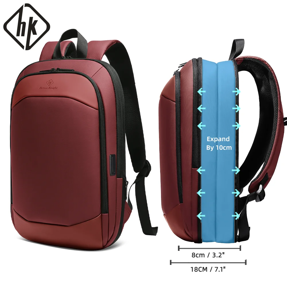 HK Fashion Men's Backpack Expandable Travel Backpack 17.3 Inch Laptop Bag with USB Lightweight Business Backpack Hiking Rucksack