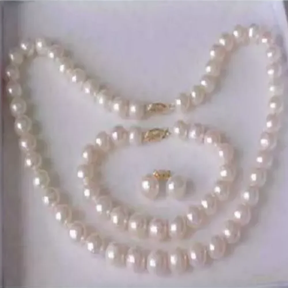 

Gorgeous AAAA 8-9mm AKOYA White Pearl Necklace Bracelet Earring Set 14K Gold