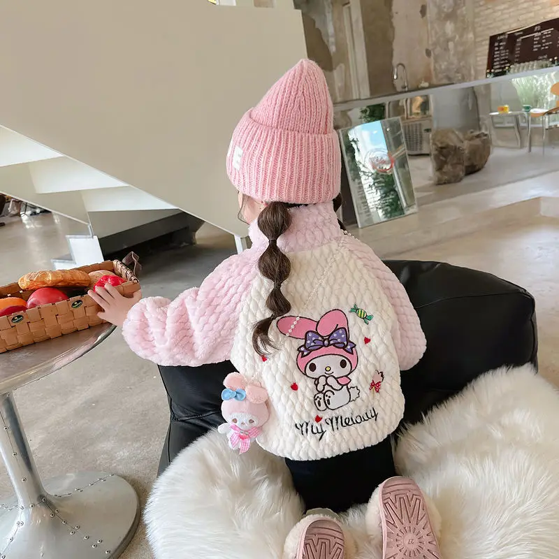 

Kawaii My Melody Sanrio Children Cute Cartoon Comfortable Warm Jacket Student Plush Sportswear Coat Christmas Gifts for Kids