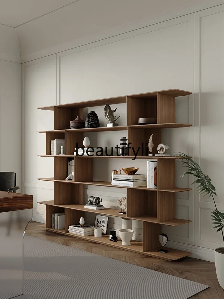 G Italian minimalist solid wood bookshelf, Nordic modern simple solid wood storage bookshelf decorative shelf study