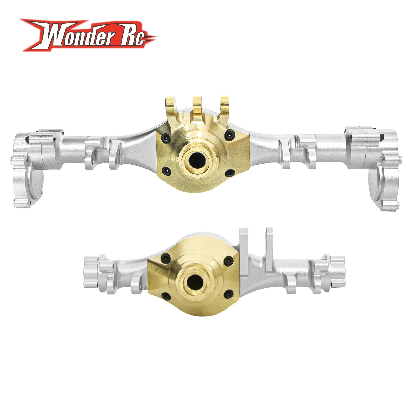 Aluminum alloy simulation front and rear axles+brass bridge cover compatible with MK07 JK07 TK07