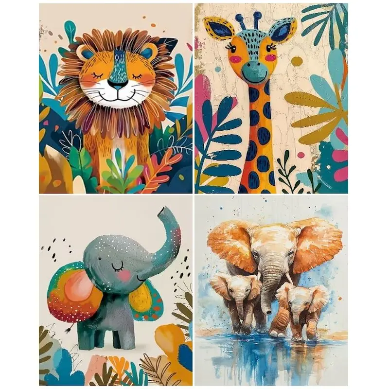 

GATYZTORY Diy Painting By Numbers Cartoon Animals Picture Handpainted Personalized Gift Paint With Numbers For Home Decors