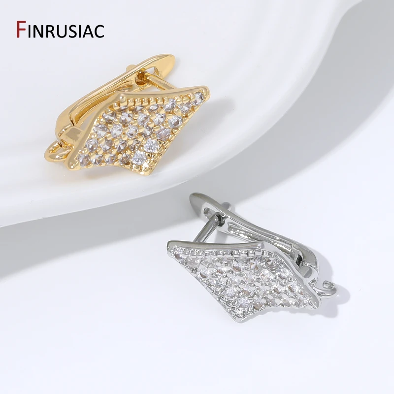 18K Gold Plated Brass Shvenzy Earwires Fasteners,Earring Fixtures,Inlaid Zircon Earring Hooks For DIY Earring Making Supplies image 3