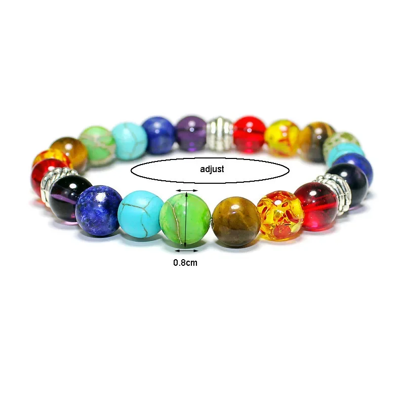 7 Chakra Colorful Beads Bracelet Natural Stone Black Rope Braided Yoga Reiki Healing Balance Bracelets & Bangles Meditation Gift