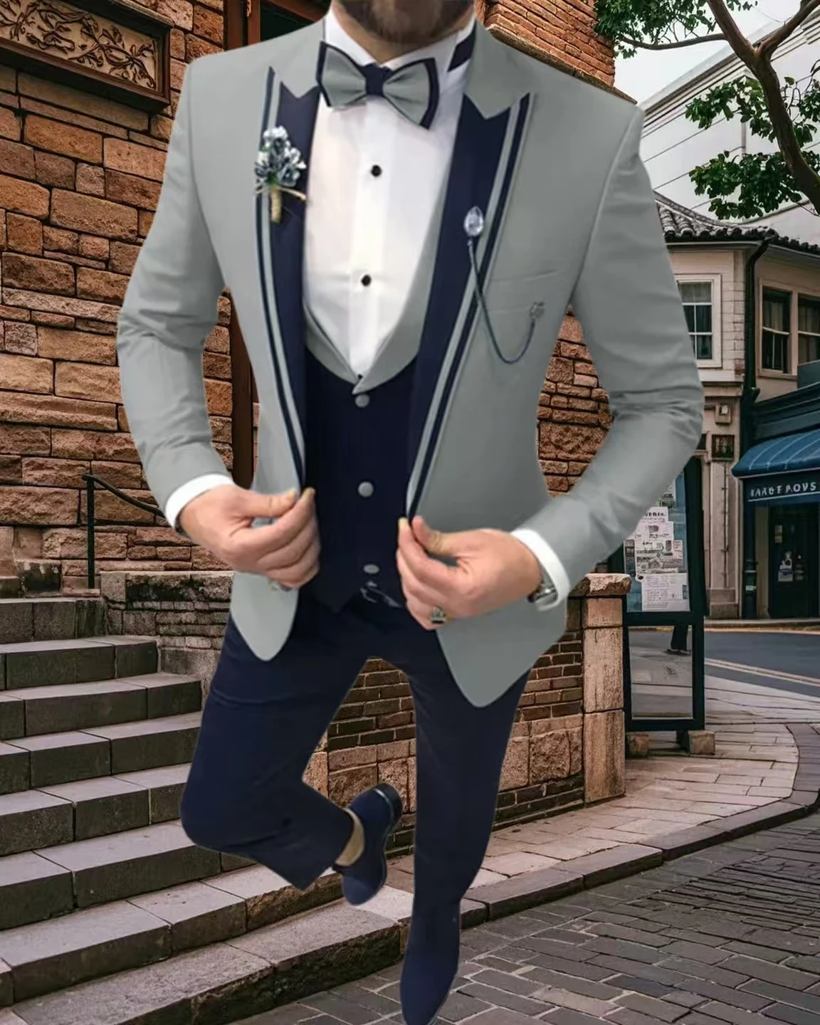 

Men Suits Slim Fit Costume Homme Suitable for Graduation Balls Slim Lapel Single Button Party Dress Fashion Busienss