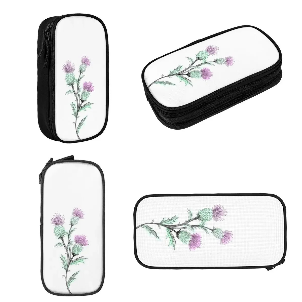 Watercolor Thistle Pencil Cases Large Capacity Pen Bags Pen Box Pencil Pouch For Boys Girls Students Stationery School Office