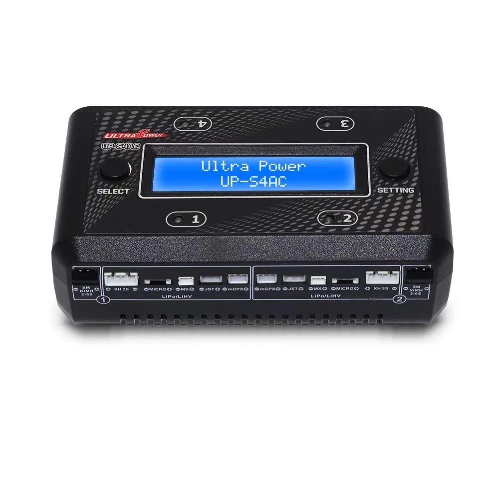 for UP-S4AC drone charger AC/DC LiPo/LiHV/NiMH/NiCd battery charger compatible with 1S 2S remote control truck LCD display EU