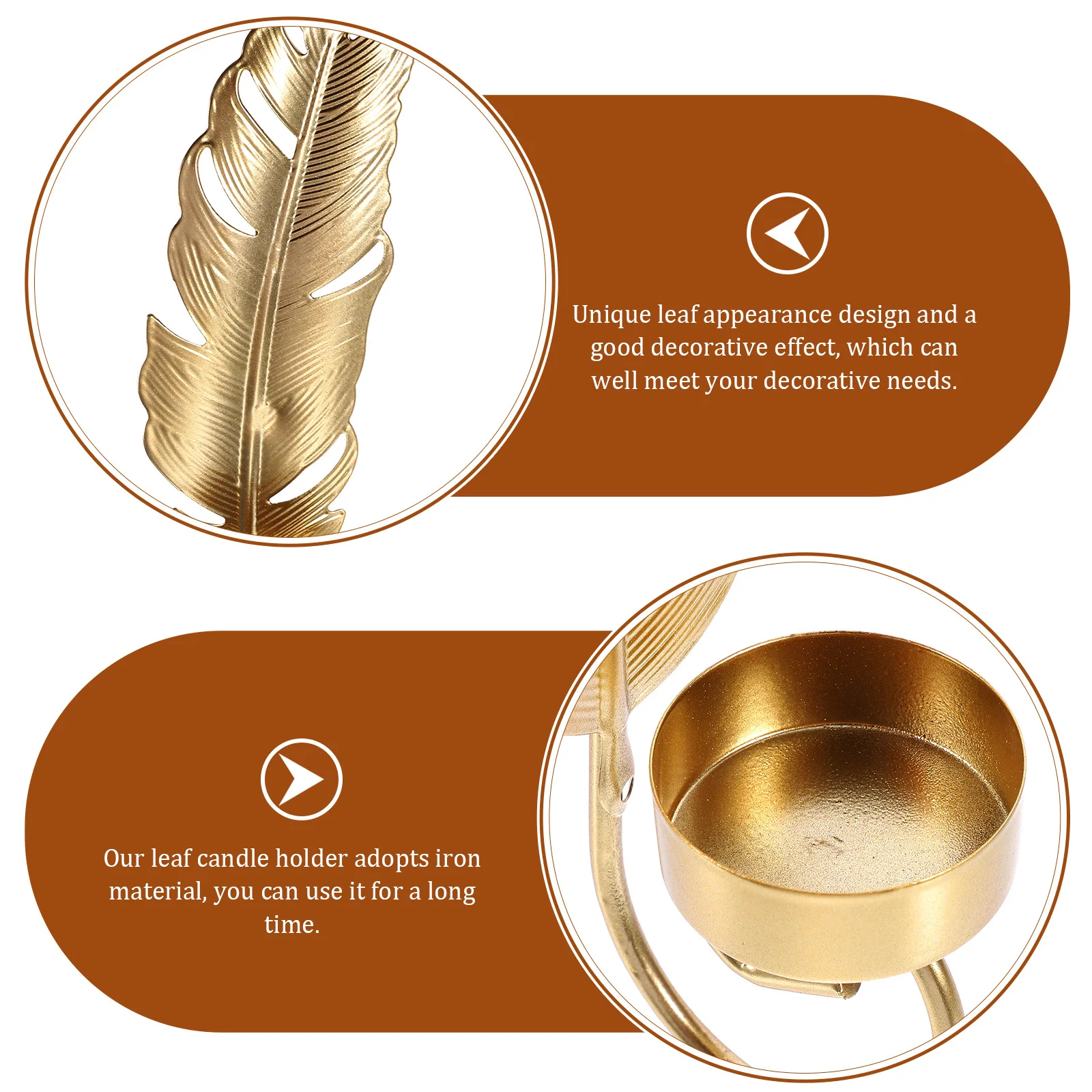 

Golden Leaf-Shaped Metal Mounted Holder, Iron Art Candlestick, Hanging Wall Sconce, Home Decor, Leaf Holder, Wall