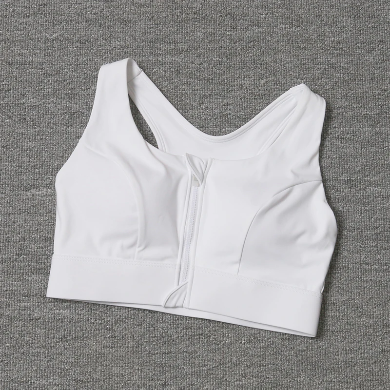 New Front Zipper Adjustment High Strength Shock-Absorbing Gym Vest Multicolour White Plus Size Sports Bra For Women