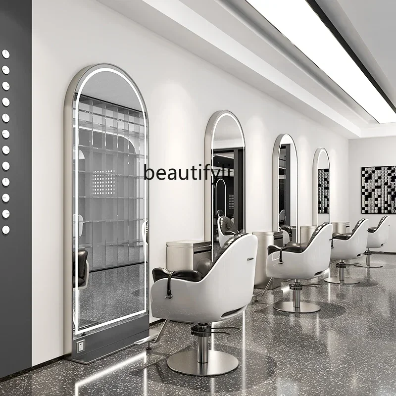 Hair Salon Double-Sided Floor Mirror Hair Cutting Full-Length Mirror Barber Shop Single-Sided Mirror for Hair Salon