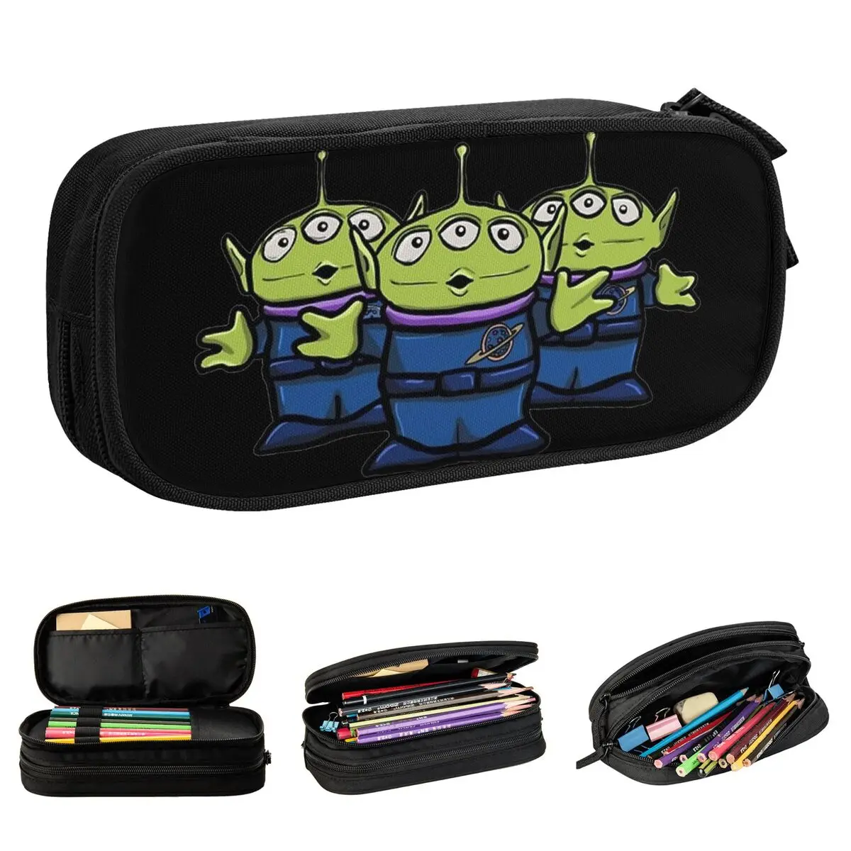 Aliens Little Green Men Toy Story Pencil Case Pencil Pouch Pen Box Student Big Capacity Bag Students School Zipper Stationery