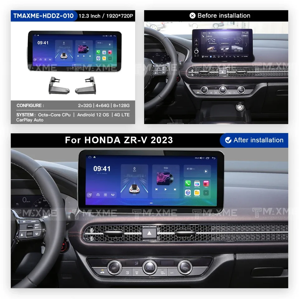 12.3'' car android QLED touch screen FOR HONDA ZR-V 2023 RDS DSP