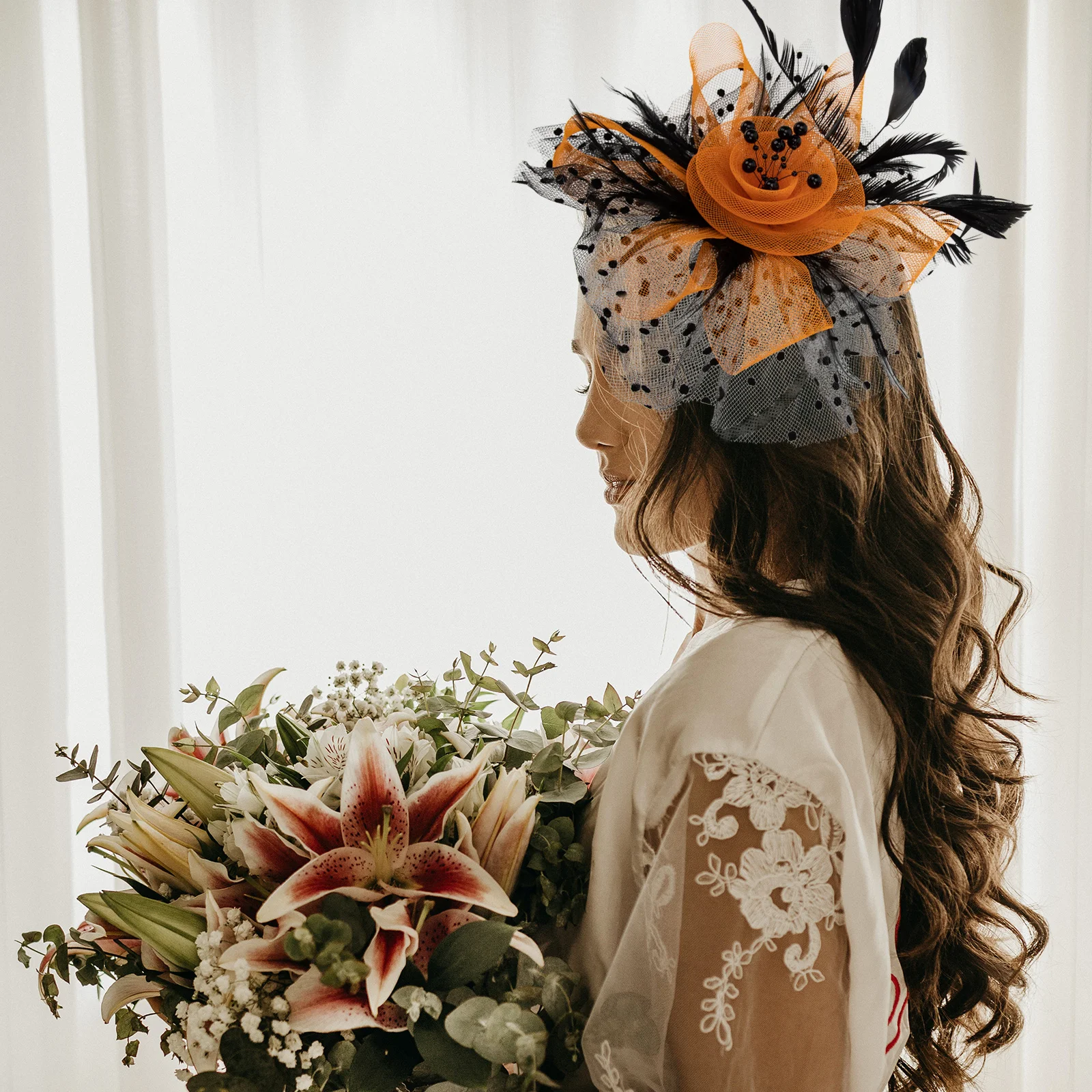 

Mesh Headb Party Headdress Accessory Durable Party Wear Resistant Hair B Headdress Wedding Prop Black Multi function