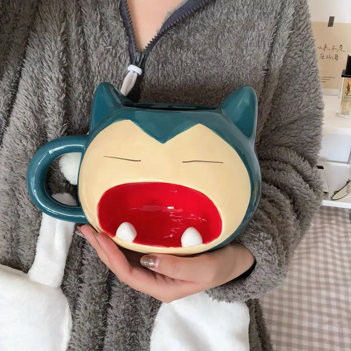 Cartoon Pokémon Snorlax Shaped Water Cup Anime Pet Elf Ceramic Cup Office Large Capacity Coffee Cup Children's Kawaii Milk Mug