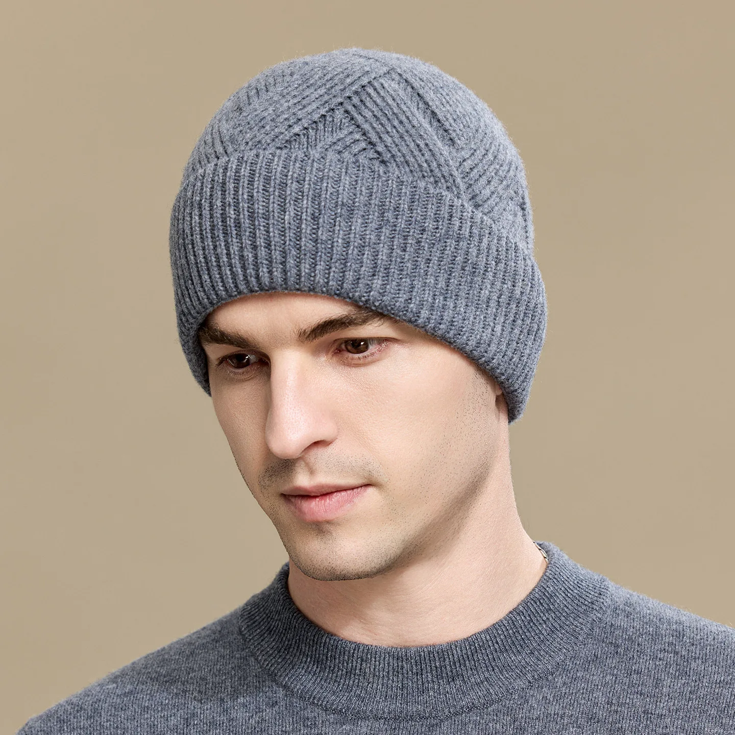 Gorro nuevo, gorro de reloj con medias, gorro de lana con cabeza de toque, gorro de invierno para hombre, tejido de lana grueso cálido para ciclismo al aire libre, invierno B8M77