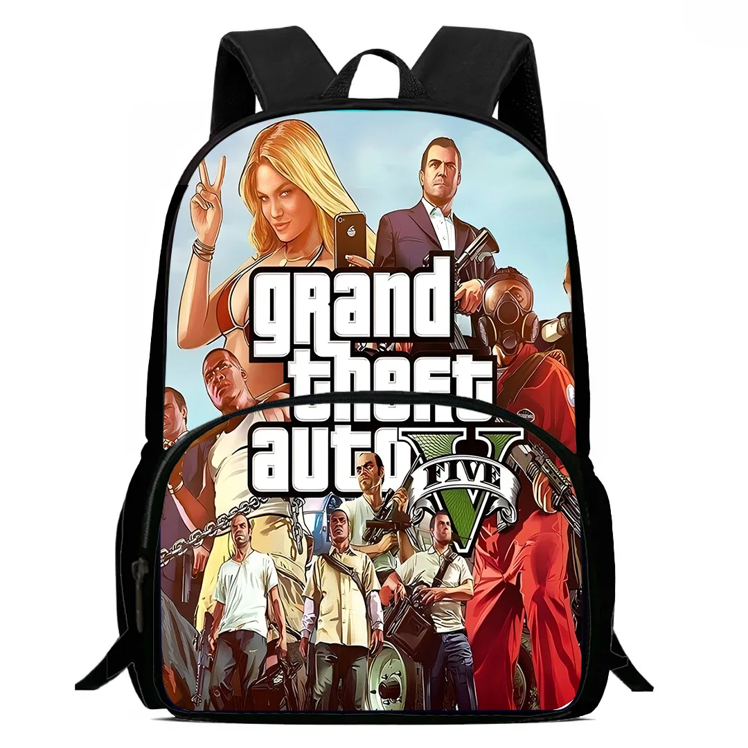 Crime Game Grand Theft Kids Backpacks Boys Girls Student Birthday Gift Child School Bags Large Capacity Camping Durable Rucksack