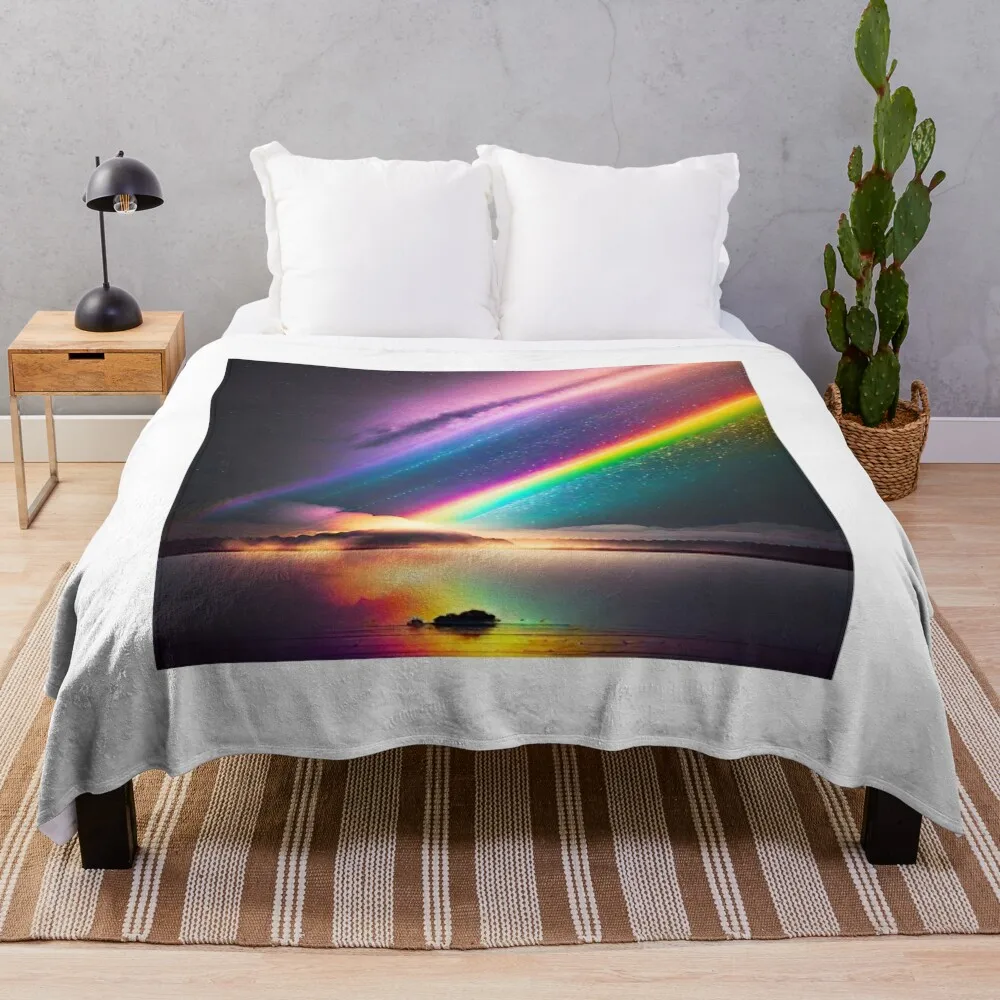 

Galaxy rainbow Throw Blanket Flannel Soft Beds Furry Warm Blankets