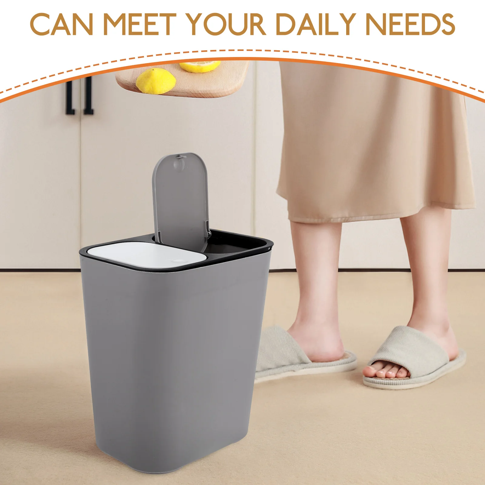 Garbage Can Dual Trash Bins Rubbish Household Kitchen Recycling and Waste Abs 2 Compartments Recycle for Office