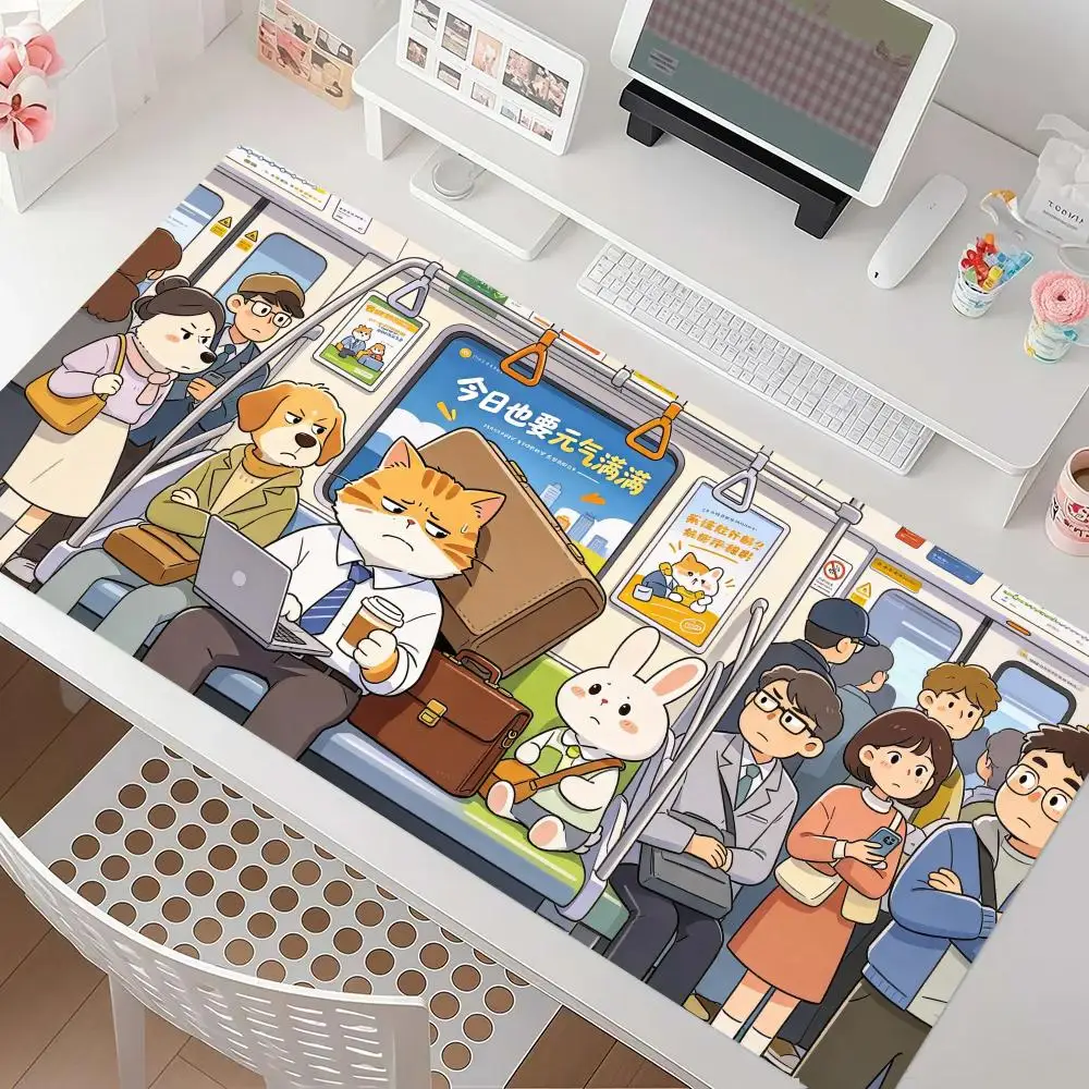 Cartoon Subway Cute Animal Gaming Mouse Pad Smooth Glide Smooth Cloth Surface Thick Rubber For Casual Office