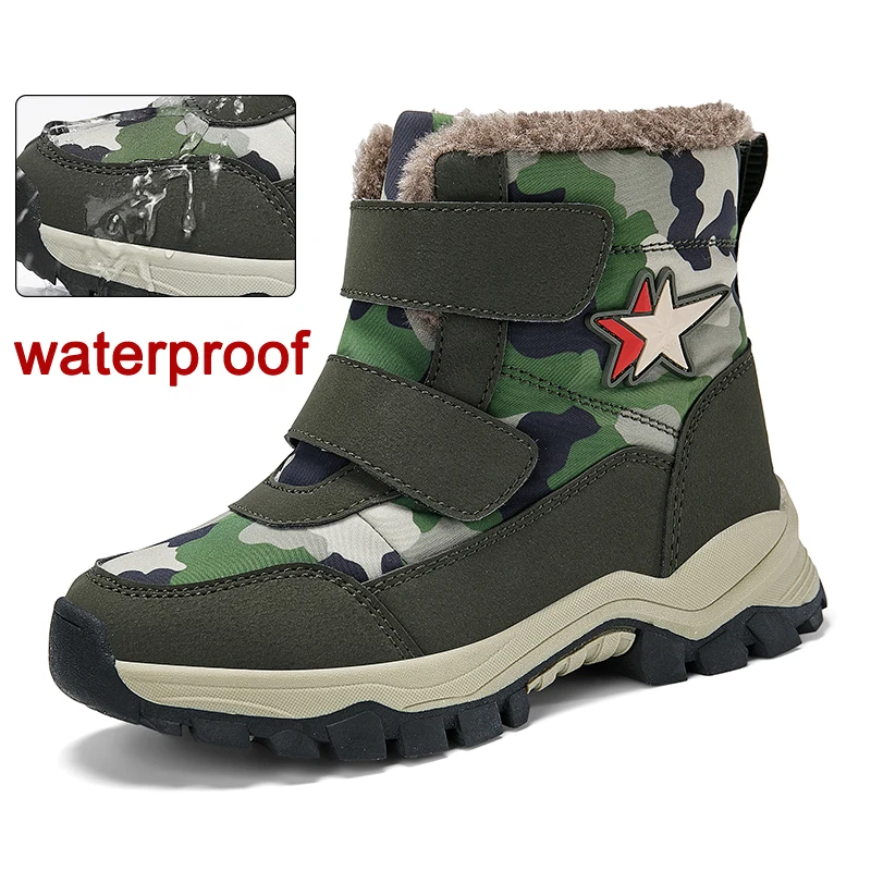 

New Winter Children's Snow Boots Plush Boys and Girls' Casual Sports Shoes Outdoor Non slip Warm Kid's Ankle Boots Hiking Shoes