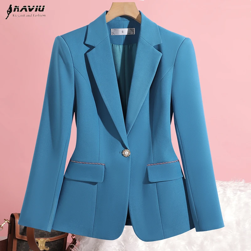 

NAVIU Slim Fit корейский стиль женский пиджак с длинными рукавами осень новый элегантный повседневный деловой пиджак офисное женское рабочее пальто
